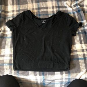 Black fitted crop top